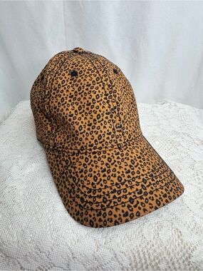 Leopard Print Baseball Cap Adjustable Tan Black Animal Print Hat